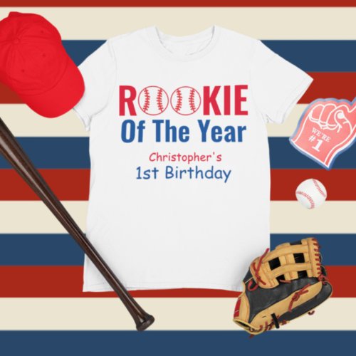 Rookie Baseball 1st Birthday Baby T_Shirt