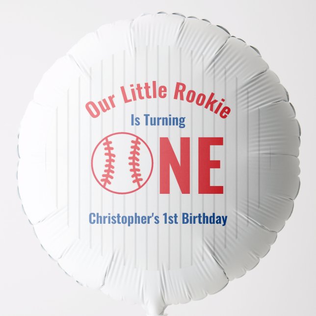 Rookie Baseball 1st Birthday Balloon (Front)