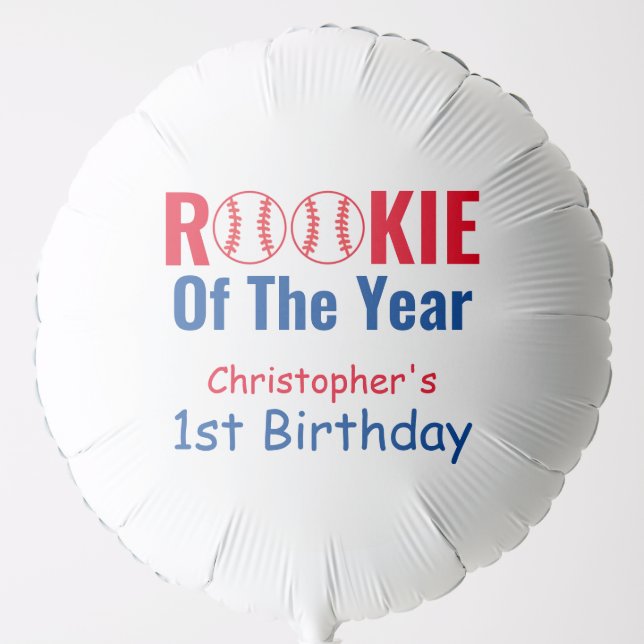 Rookie Baseball 1st Birthday Balloon (Front)