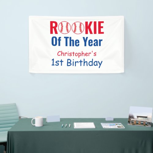 Rookie Baseball 1st Birthday Banner