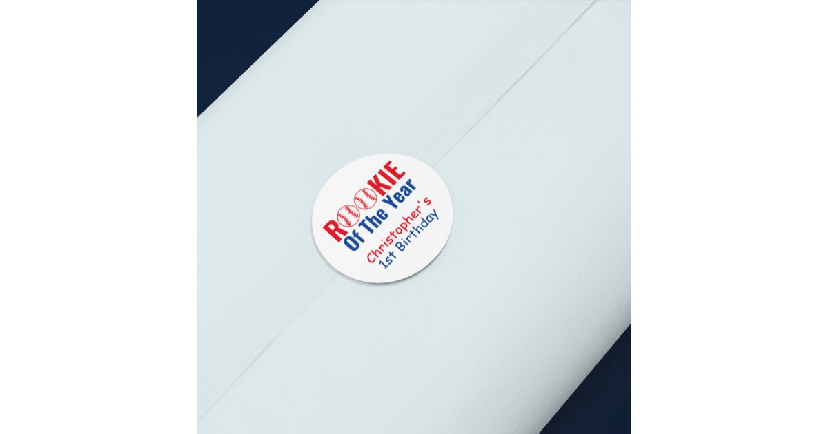 Rookie Baseball 1st Birthday Classic Round Sticker | Zazzle