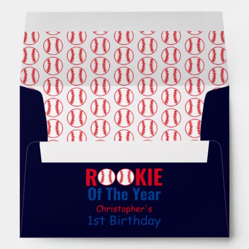 Rookie Baseball 1st Birthday Envelope