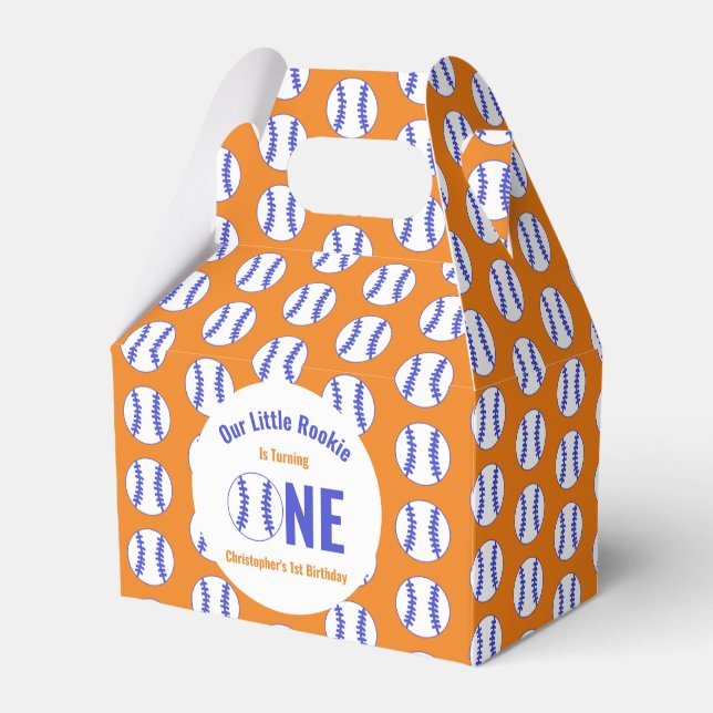 Rookie Baseball 1st Birthday Favor Boxes (Front Side)