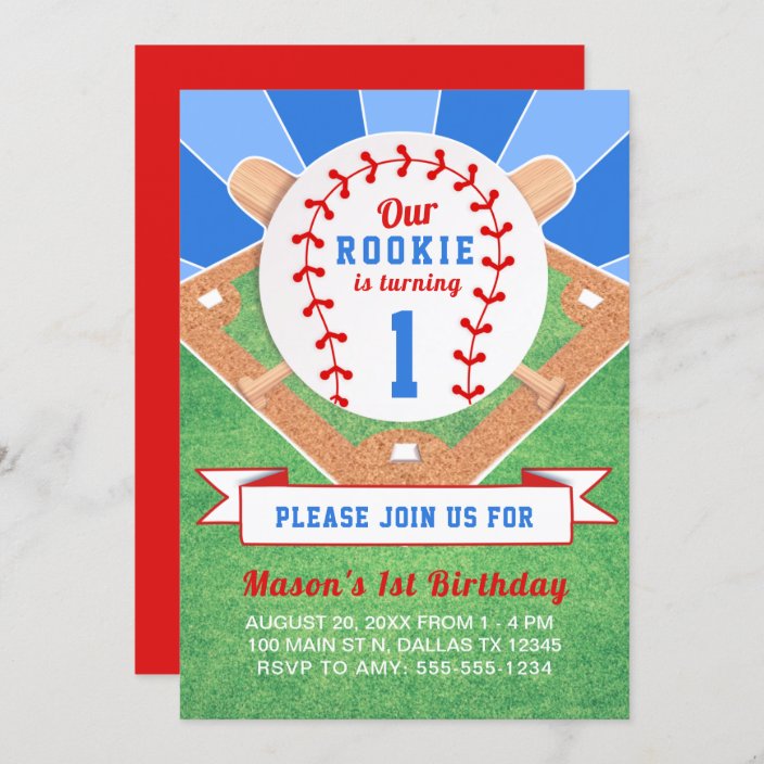 Rookie Baseball 1st Birthday Invitation | Zazzle.com