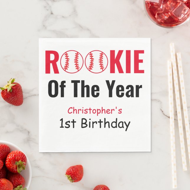 Rookie Baseball 1st Birthday Napkins (Insitu)