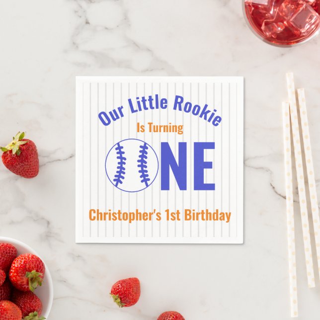 Rookie Baseball 1st Birthday Napkins (Insitu)