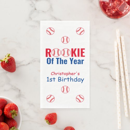 Rookie Baseball 1st Birthday Paper Guest Towels