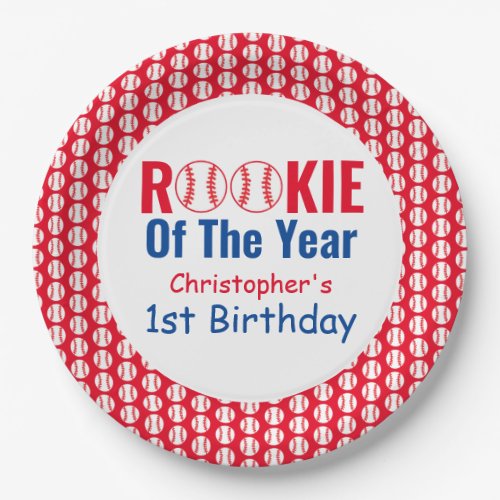 Rookie Baseball 1st Birthday Paper Plate