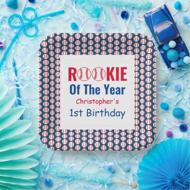 Rookie Baseball 1st Birthday Paper Plates (Party)
