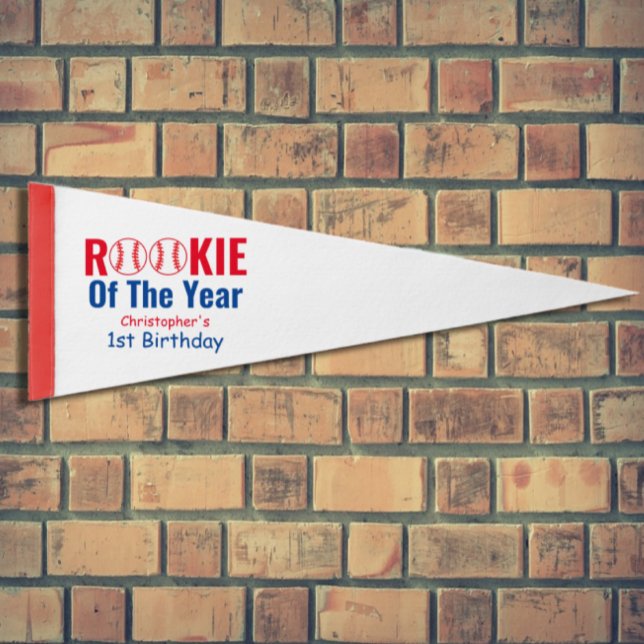 Rookie Baseball 1st Birthday Pennant Flag (Creator Uploaded)