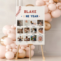Rookie Baseball 1st Birthday Photo Sign