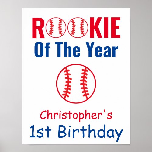 Rookie Baseball 1st Birthday Poster