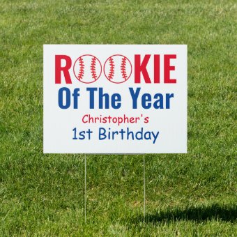Rookie Baseball 1st Birthday Sign | Zazzle