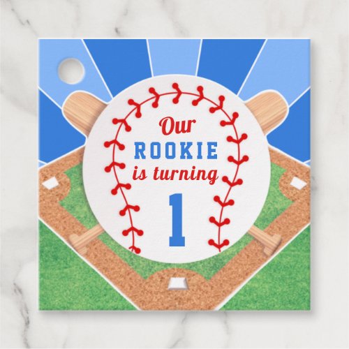 Rookie Baseball 1st Birthday Sticker Favor Tags