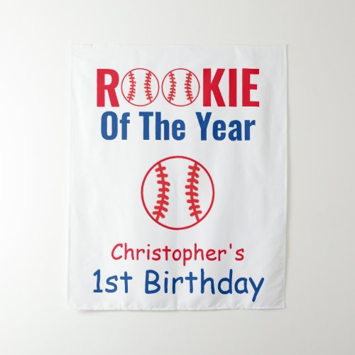 Rookie Baseball 1st Birthday Tapestry