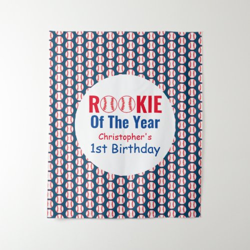 Rookie Baseball 1st Birthday Tapestry