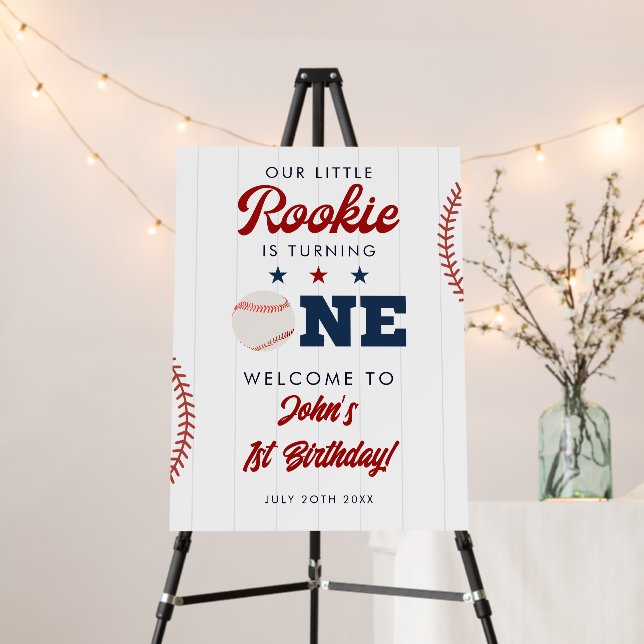 Rookie Baseball 1st Birthday Welcome Sign (In Situ (Stand))