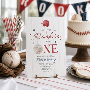 Rookie Baseball cap Boys 1st Birthday  Invitation