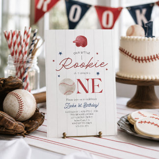 Rookie Baseball cap Boys 1st Birthday Invitation