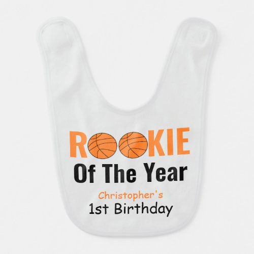 Rookie Basketball 1st Birthday Baby Bib