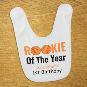 Rookie Basketball 1st Birthday Baby Bib