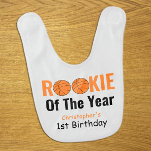 Rookie Basketball 1st Birthday Baby Bib
