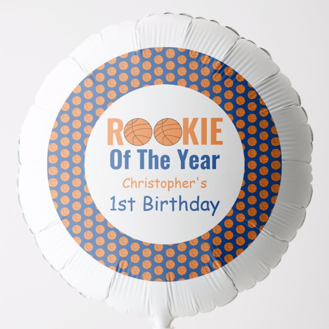 Rookie Basketball 1st Birthday Balloon (Front)