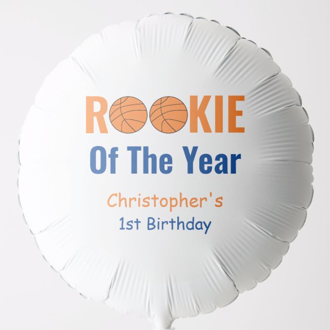 Rookie Basketball 1st Birthday Balloon (Front)