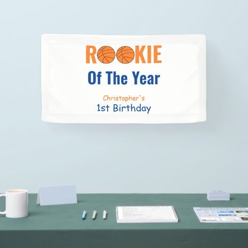 Rookie Basketball 1st Birthday Banner