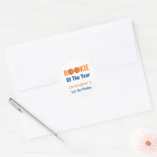 Rookie Basketball 1st Birthday Classic Round Sticker