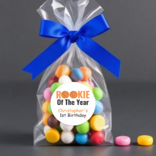Rookie Basketball 1st Birthday Classic Round Sticker