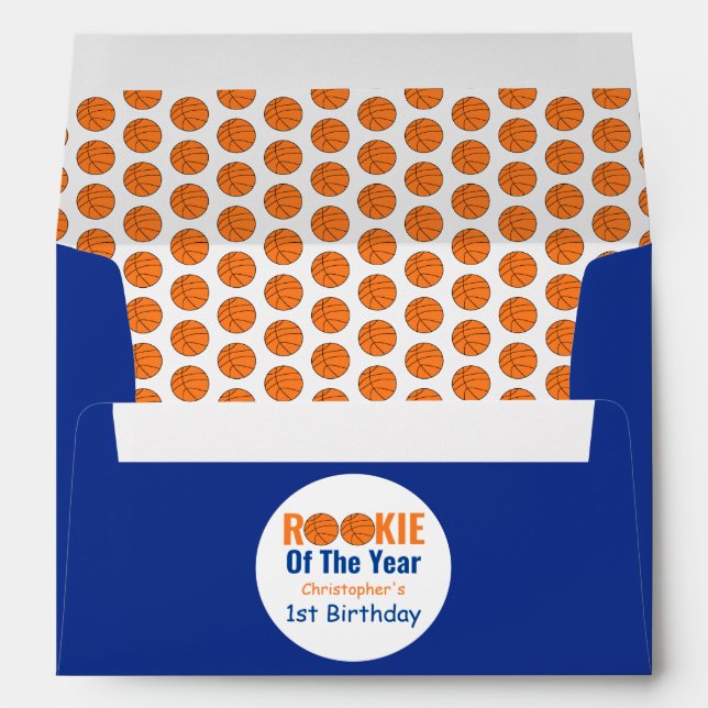 Rookie Basketball 1st Birthday Envelope (Back (Bottom))