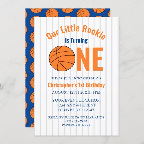 Rookie Basketball 1st Birthday Invitation