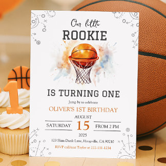 Rookie Basketball 1st Birthday Invitation
