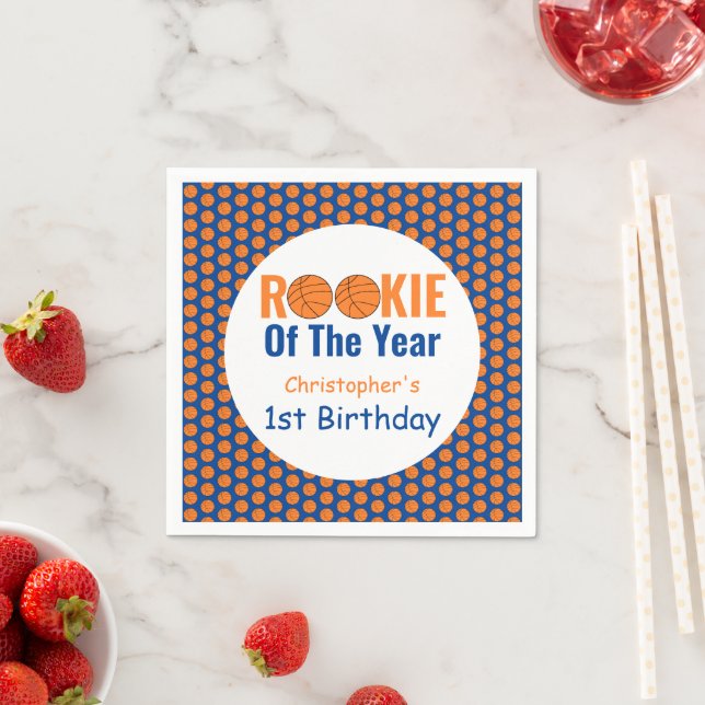 Rookie Basketball 1st Birthday Napkins (Insitu)