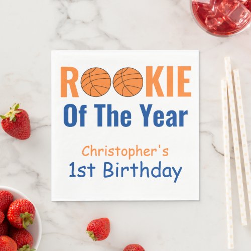 Rookie Basketball 1st Birthday Napkins