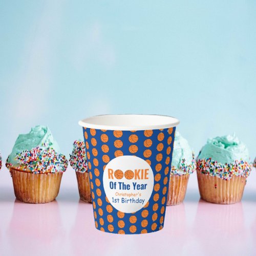 Rookie Basketball 1st Birthday Paper Cups