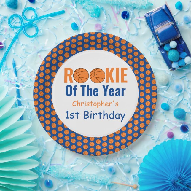 Rookie Basketball 1st Birthday Paper Plates (Party)