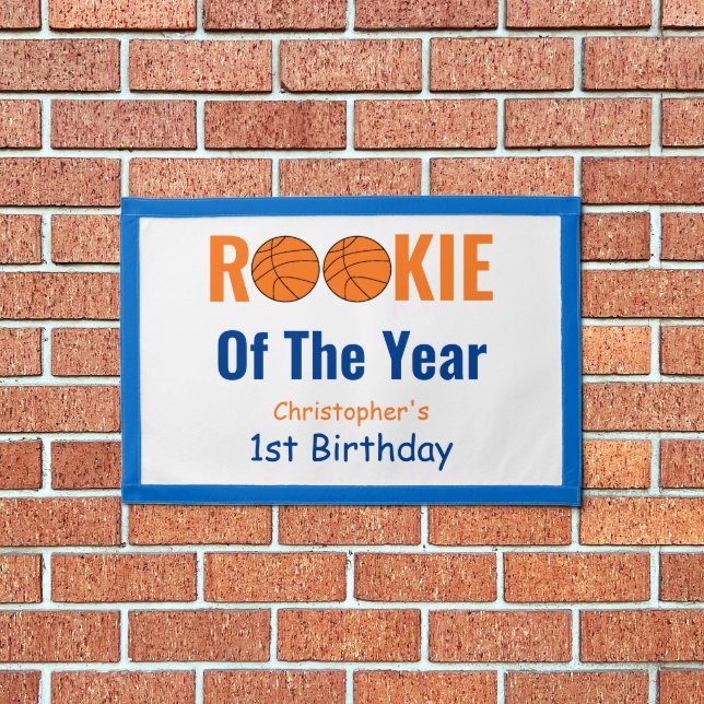 Rookie Basketball 1st Birthday Pennant (Insitu 1)