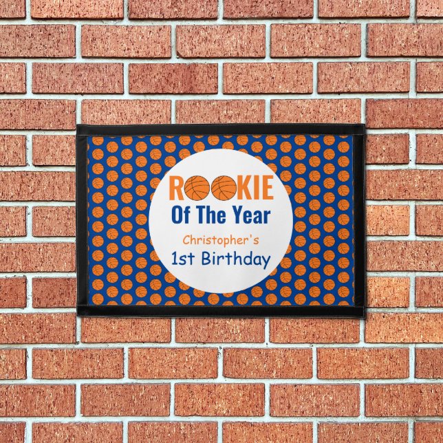 Rookie Basketball 1st Birthday Pennant (Insitu 1)