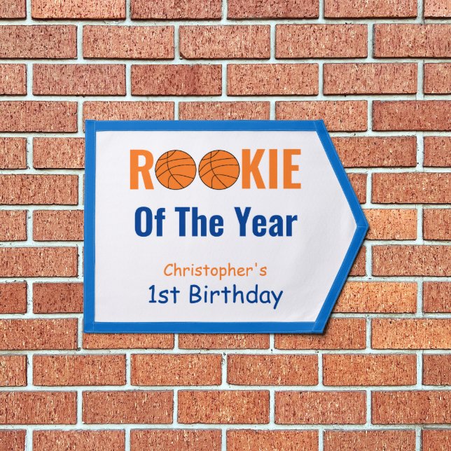Rookie Basketball 1st Birthday Pennant (Insitu 1)