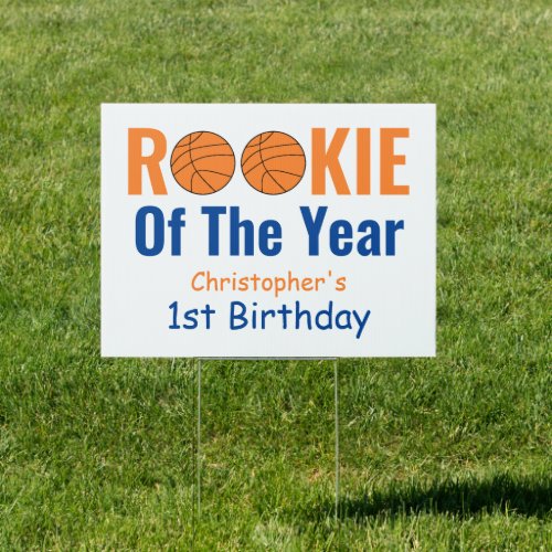 Rookie Basketball 1st Birthday Sign