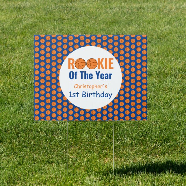 Rookie Basketball 1st Birthday Sign (Insitu)