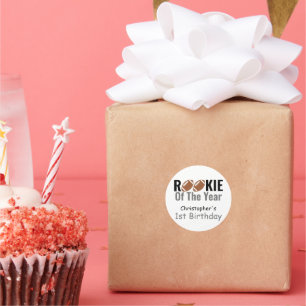 Rookie Football 1st Birthday Classic Round Sticker