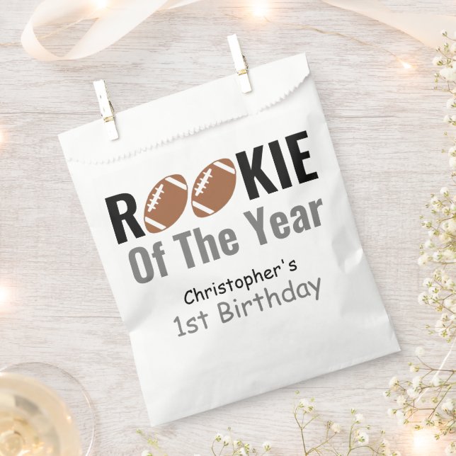 Rookie Football 1st Birthday Favor Bag (Clipped)