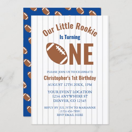 Rookie Football 1st Birthday Invitation