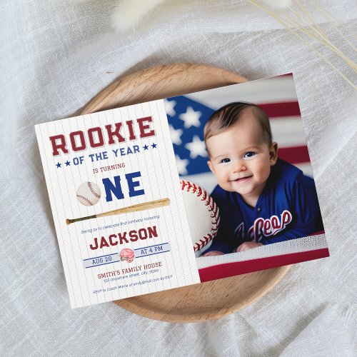 Rookie of the Year 1st Birthday Baseball Invitation