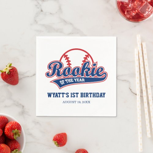 Rookie of the Year 1st Birthday Baseball Napkins