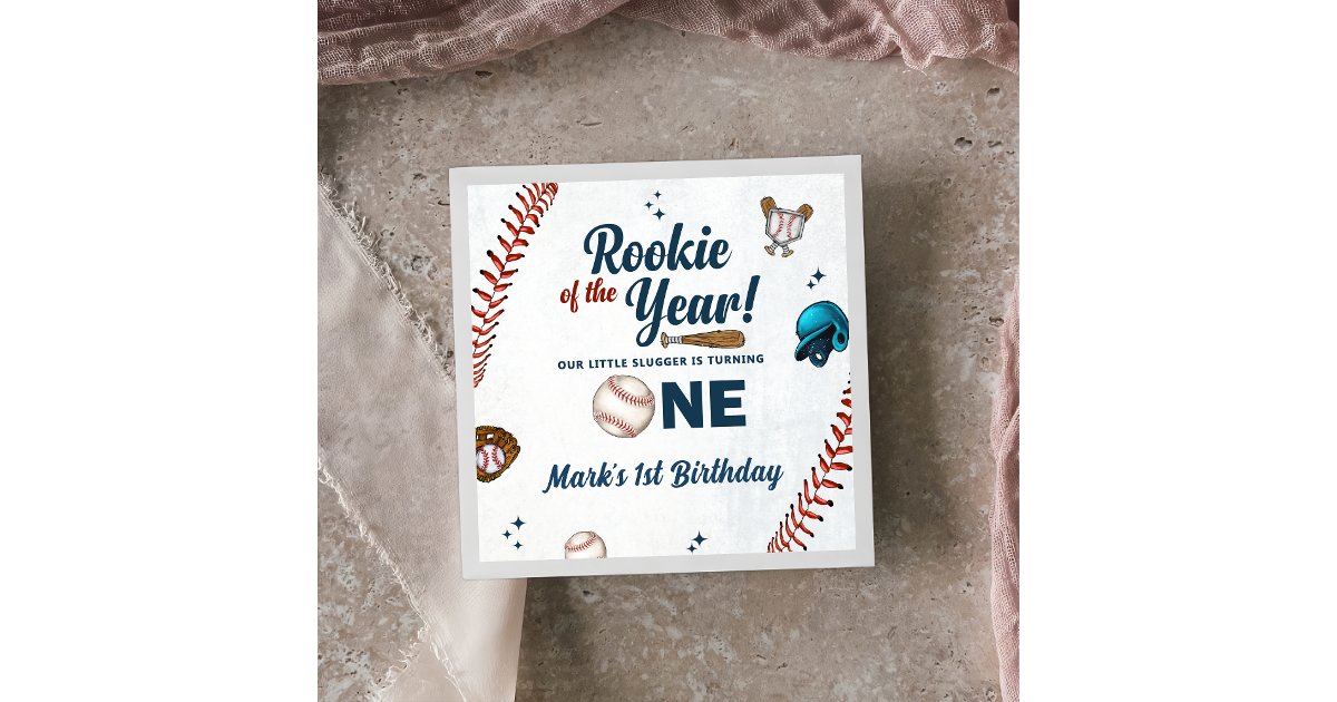 Rookie of the Year 1st Birthday Baseball Napkins | Zazzle