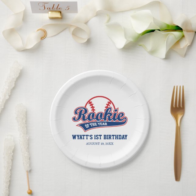 Rookie of the Year 1st Birthday Baseball Paper Plates (Wedding)